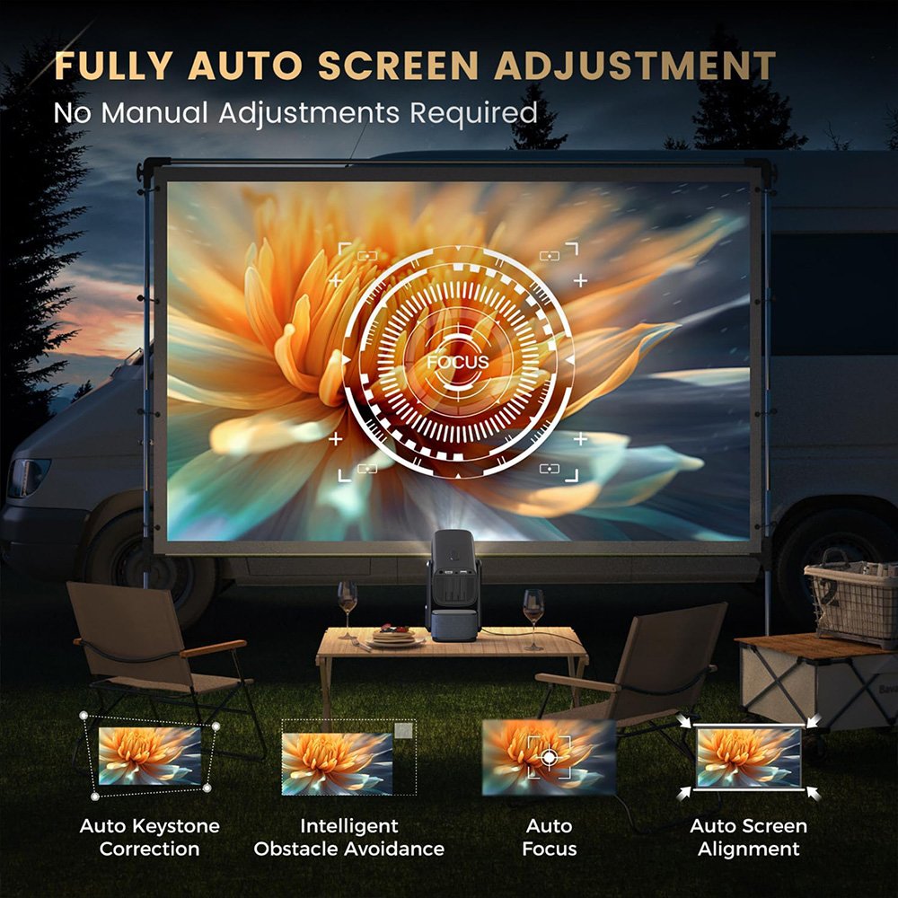 Smart Android 11.0 System 5G WIFI Home Theater Projector 720p LCD Stand Battery 1080p Auto Focus 4K Max LED 3D Portable