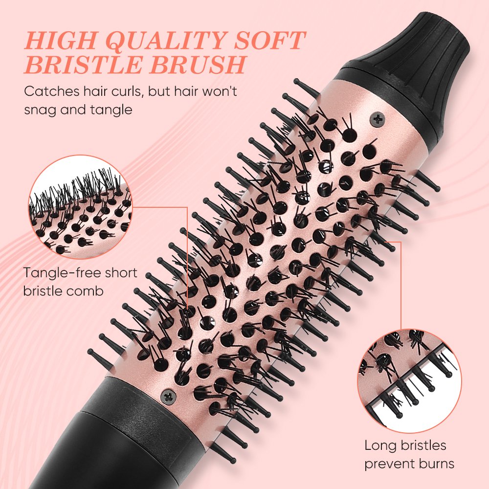 Portable Curling Iron Brush Volumizing Heated Styler Curling Comb Professional Nylon Hair Brush Ionic Hair Curler Hot Brush