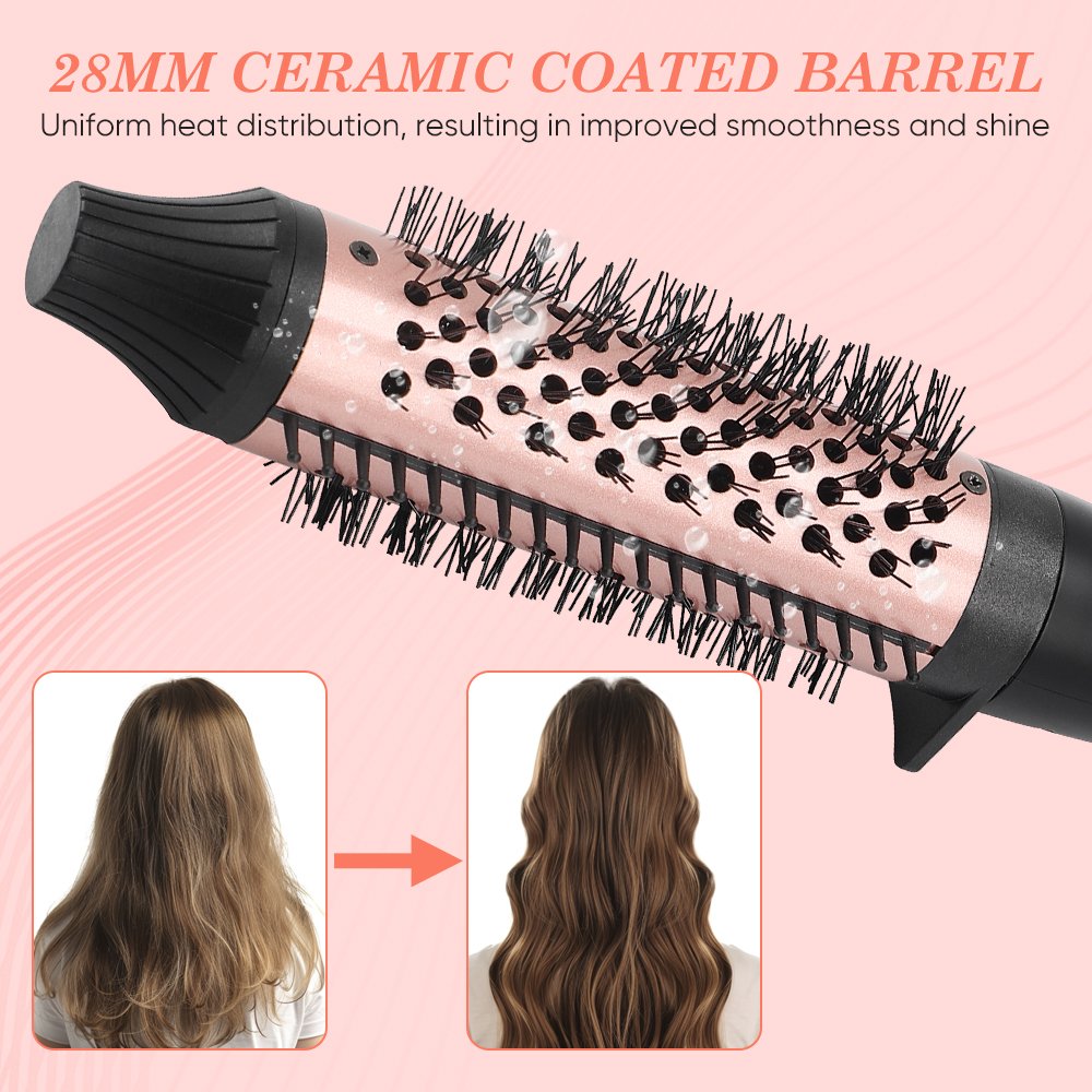 Portable Curling Iron Brush Volumizing Heated Styler Curling Comb Professional Nylon Hair Brush Ionic Hair Curler Hot Brush