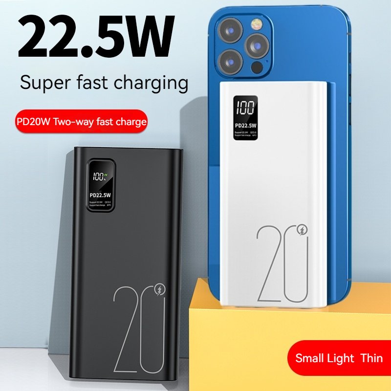OEM/ODM Custom Outdoor Portable 20000mah Power Banks USB-C Charger LED Display PD20W QC3.0 22.5W Fast Charge PowerBank 20000mAh