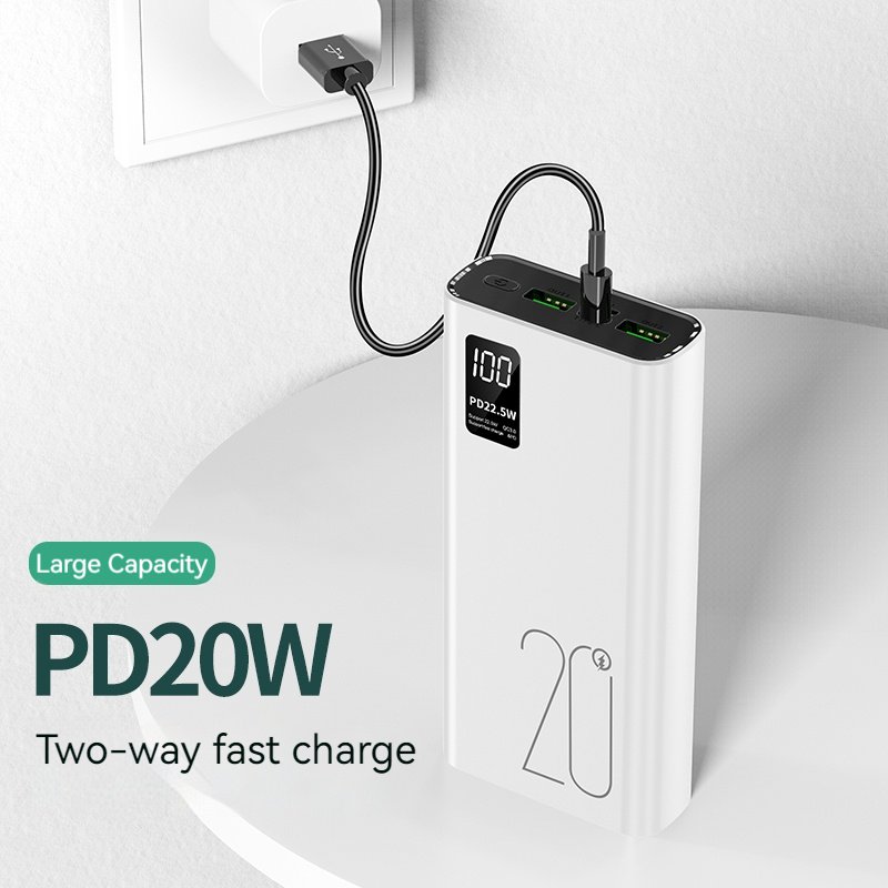 OEM/ODM Custom Outdoor Portable 20000mah Power Banks USB-C Charger LED Display PD20W QC3.0 22.5W Fast Charge PowerBank 20000mAh