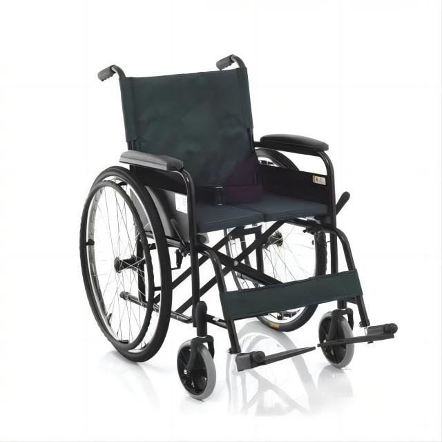 High Quality Lightweight Manual Folding Steel Wheelchair Chromed Frame Disabled Seat Cushion Electric Scooter Handicapped People