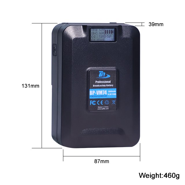 High Quality 74Wh V-Mount V Lock Lithium Ion Battery 14.8V 5000mAh for Sony Broadcast Camcorder Laptop Use Video Light Battery