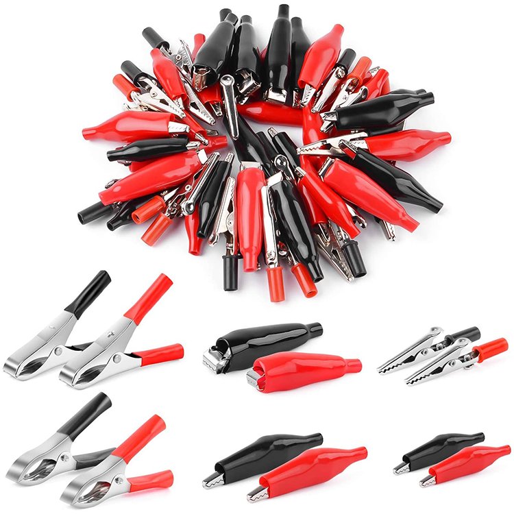 Wholesale Customized Metal Crocodile Clip Battery Single Wire Strong Clip Red Black Clip