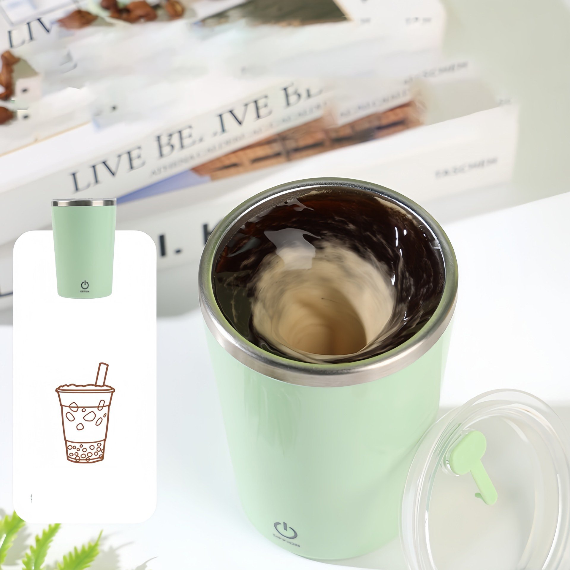 DD3085 Self Stirring Coffee Mug Rechargeable Magnetic Rotating Tumbler Electric Stainless Steel Auto Self Mixing Cup with Lid