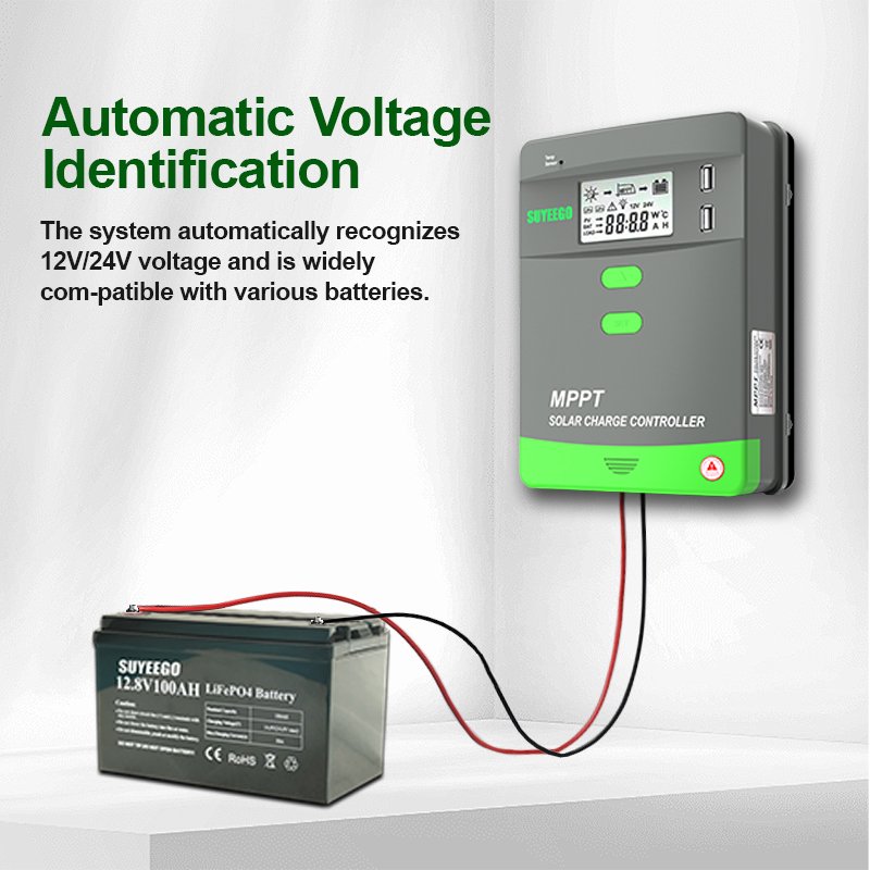 SUYEEGO 12V/24V 40A Charge Controller for Solar Panel Solar Charge Controller Settings Small Mppt Solar Charge Controller