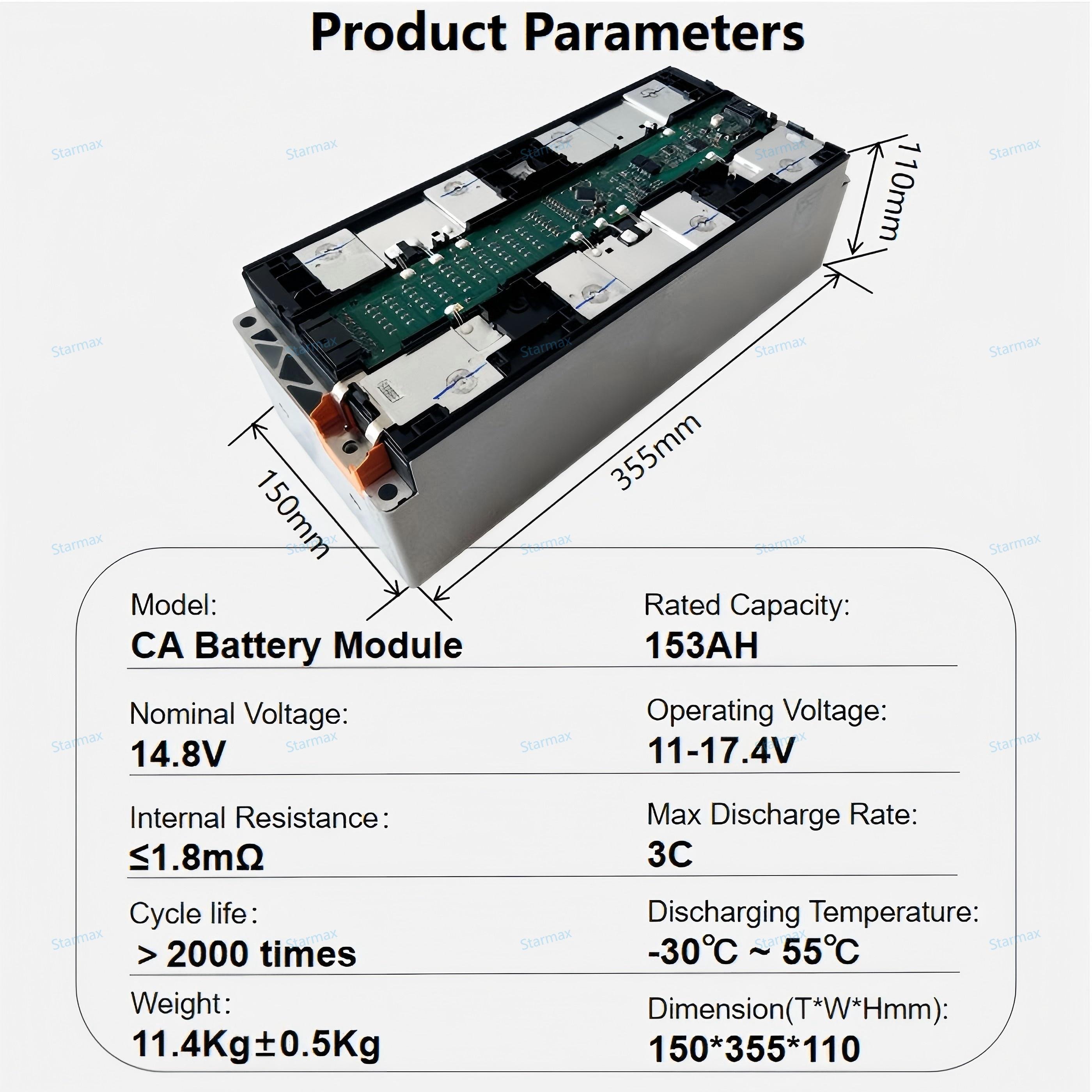 Starmax Catl Tafel 14.8V 4S1P 150AH 153AH Nmc Car Lithium Ion Battery 3.7V Ncm Prismatic Cell Nissan Leaf VDA355 Battery Module