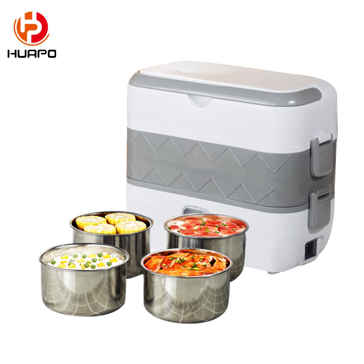 C19 Pink Portable Double-layer Electric Stainless Container Heating Food Warmer Electric Lunch Box