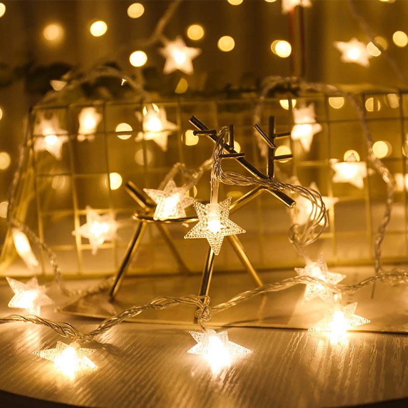 1.5m 6m 10m LED Star String Lights Christmas Garland Battery USB Powered Wedding Party Curtain String Fairy Light for Home