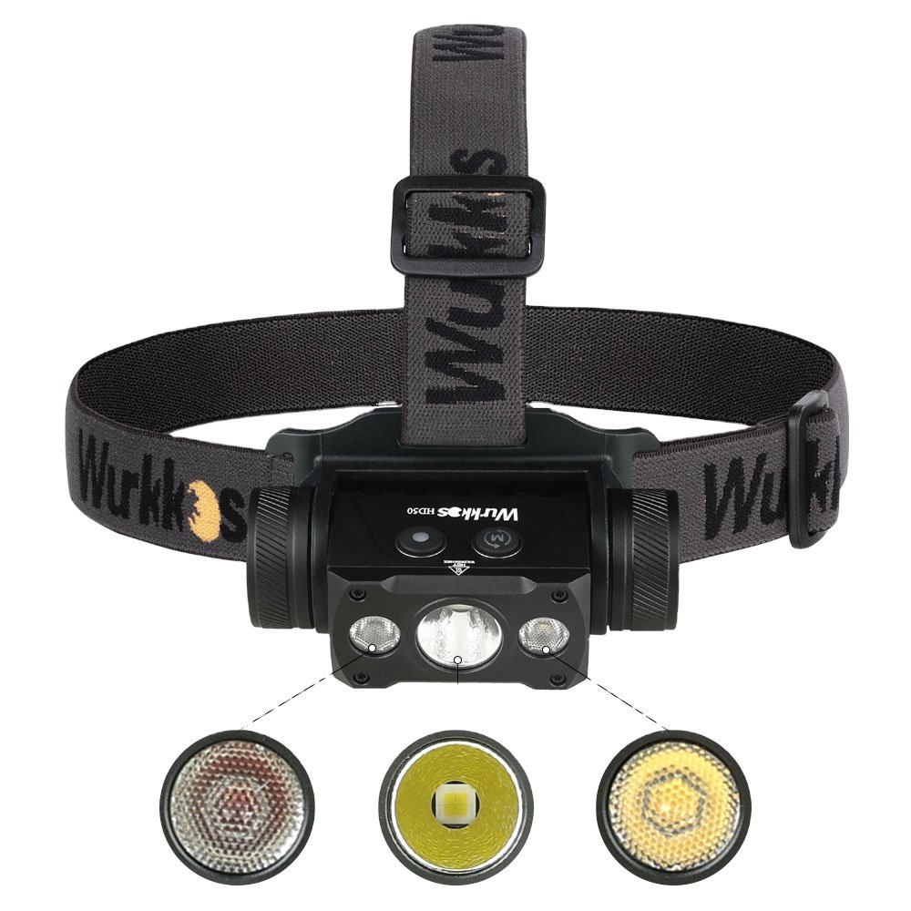 Wurkkos HD50 Headlamp 2A Rechargeable 21700 Headlight 4000lm XHP50.3 HI+LH351D+660nm Red Light Toollamp Magnetic Tail Camp Light
