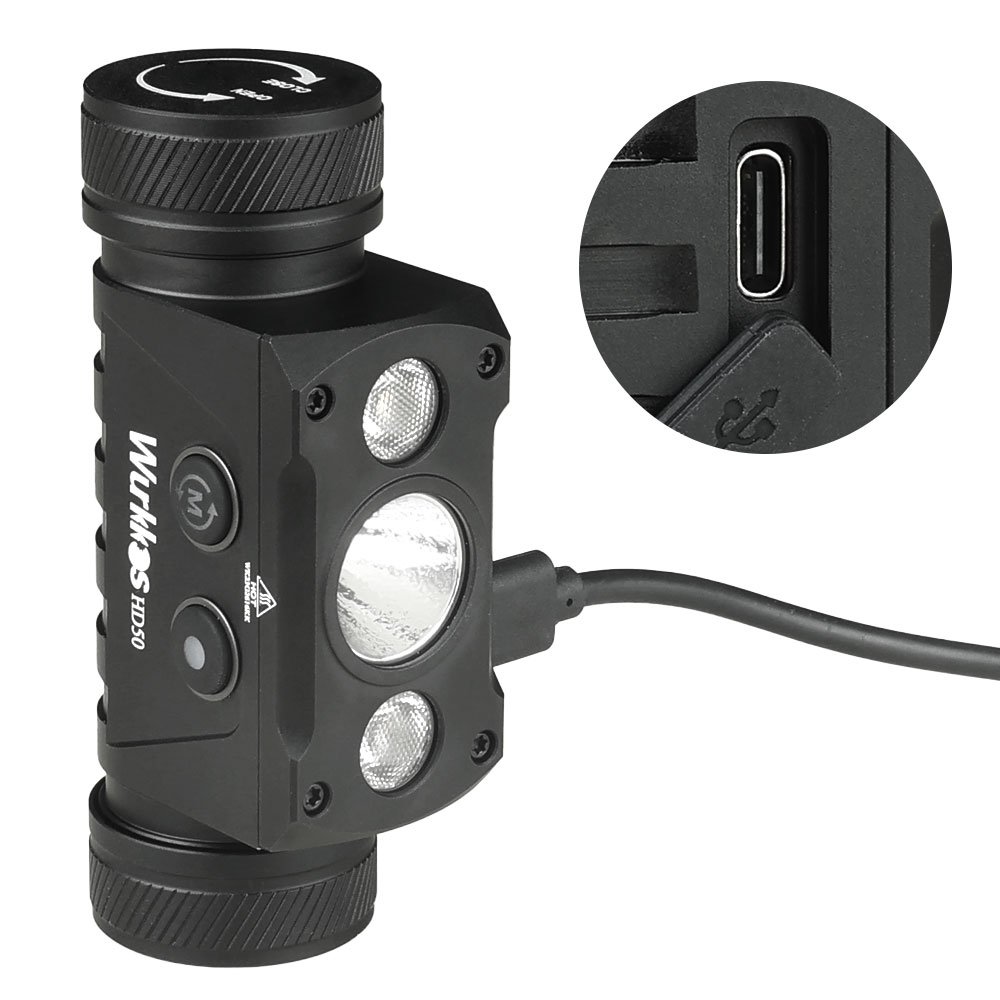 Wurkkos HD50 Headlamp 2A Rechargeable 21700 Headlight 4000lm XHP50.3 HI+LH351D+660nm Red Light Toollamp Magnetic Tail Camp Light