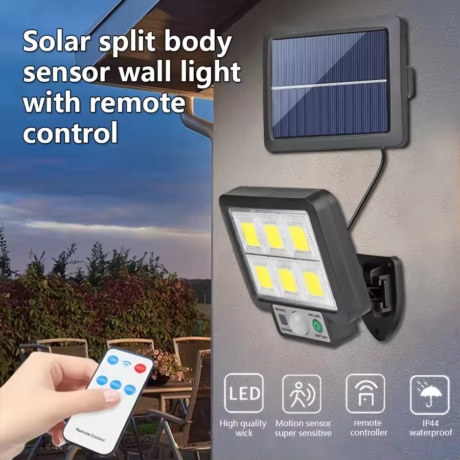 New Solar LED Split Induction Lamp Remote Control Waterproof for Home Outdoor Garden Garage IP65 Rating Landscape Small Sizes