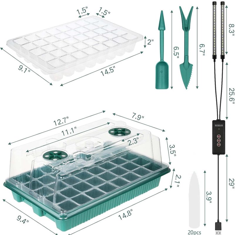 318 Full Spectrum Smart Adjustable Brightness Plant Germination Tray Seed Startup Tray with Growth Light