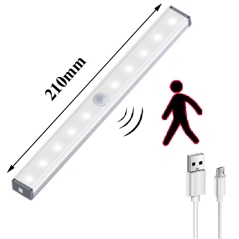 Usb Rechargeable Motion-activated Led Wardrobe Wireless Wall Light Strip bar Induction Lighting Display Cabinet Lights