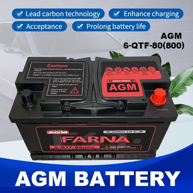 High Quality Start Stop Auto Batteries AGM 12v 80AH 6-QTF-80 80AH Maintenance Free Vehicle Car Battery