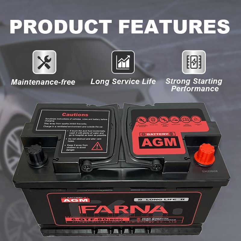 High Quality Start Stop Auto Batteries AGM 12v 80AH 6-QTF-80 80AH Maintenance Free Vehicle Car Battery