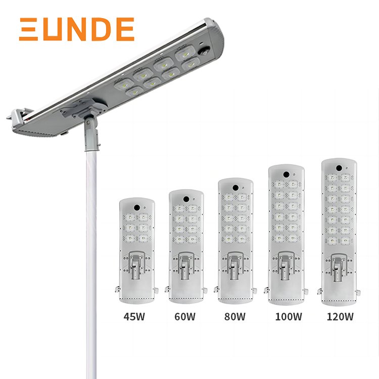 Outdoor Automatic Self Cleaning Aluminum All in One Road Lamp 60W 80W 100W 120W Auto Cleaning Led Solar Street Light