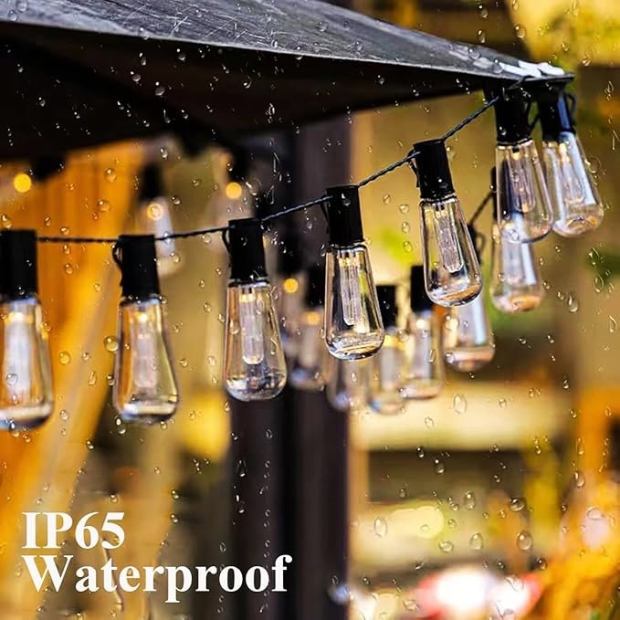 Outdoor Solar String Light Christmas Garland S14 Bulbs Globe Lights for Holiday Halloween Backyard Lawn Garden Decor