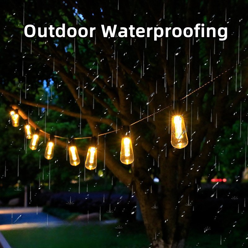 Outdoor Solar String Light Christmas Garland S14 Bulbs Globe Lights for Holiday Halloween Backyard Lawn Garden Decor