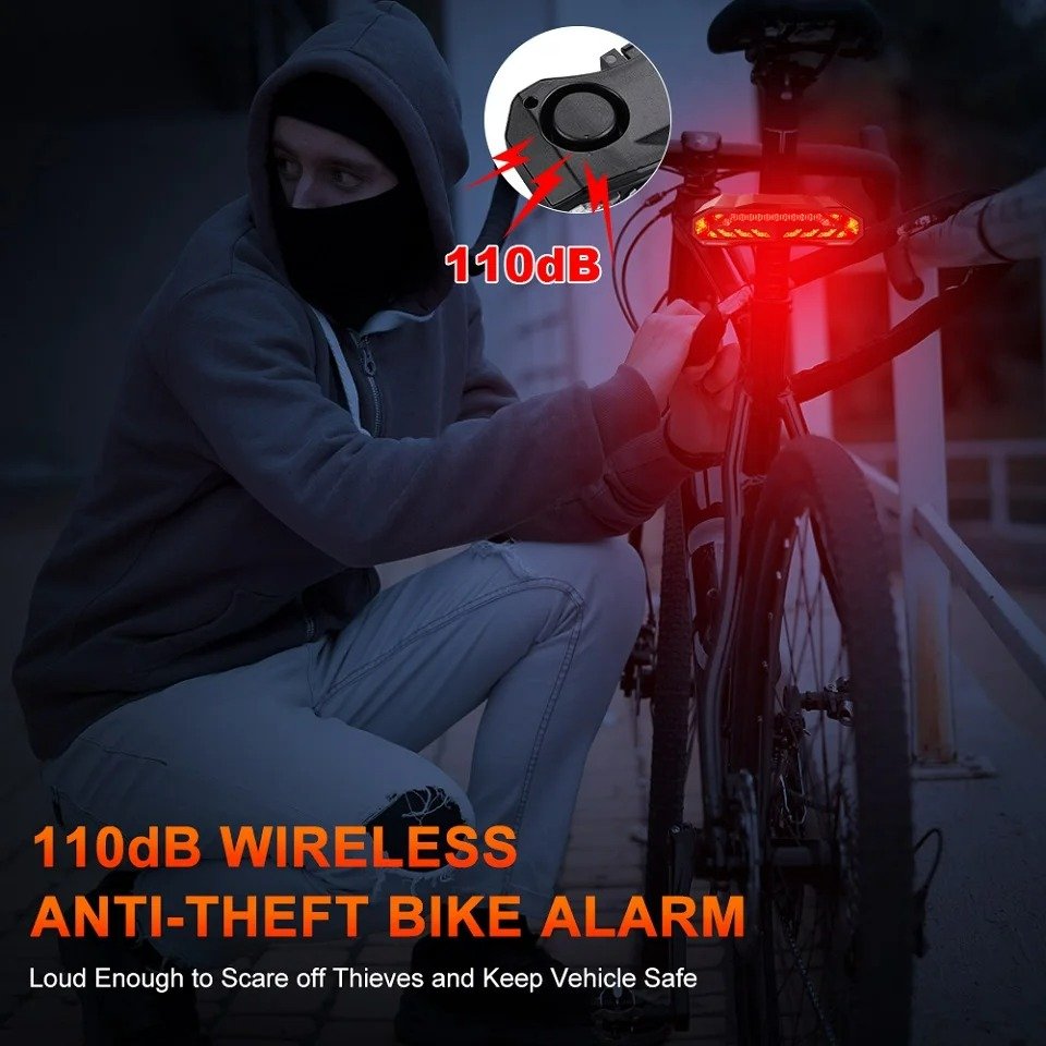 Waterproof IP65 Smart Brake Sensor Bicycle Rear Light Alarm Rechargeable Scooter Bike Turn Signal Warning Lamp Auto Brake Light