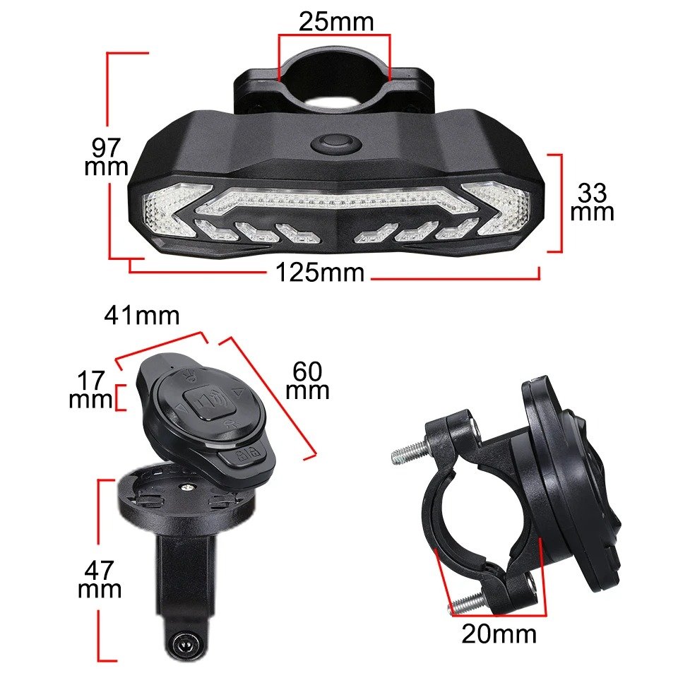 Waterproof IP65 Smart Brake Sensor Bicycle Rear Light Alarm Rechargeable Scooter Bike Turn Signal Warning Lamp Auto Brake Light