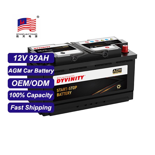 Agm MF Start-stop Batteries 12V 6-QTF-92 Lead Acid Car Battery with 850 CCA for Automotive