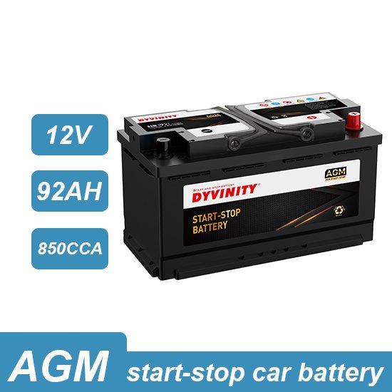 Agm MF Start-stop Batteries 12V 6-QTF-92 Lead Acid Car Battery with 850 CCA for Automotive
