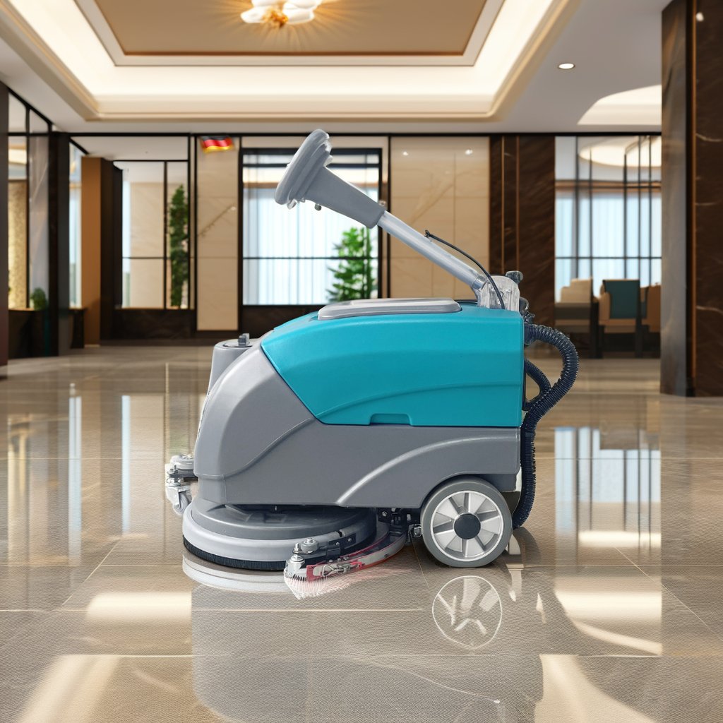 GS400 Electric Mini Auto Floor Scrubber Dryer Battery-Powered Walk-Behind Home Restaurant Use Adjustable Handle New Condition