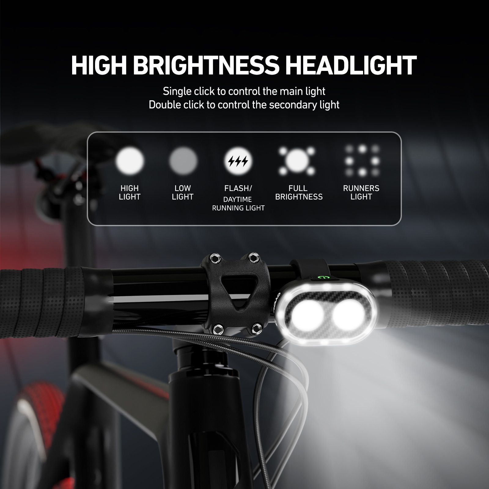 CYCLAMI CY300T Bike Light Set MTB Road Cycling Light Waterproof 300LM Bicycle Headlight + Smart Rear Light Auto Brake Sensing
