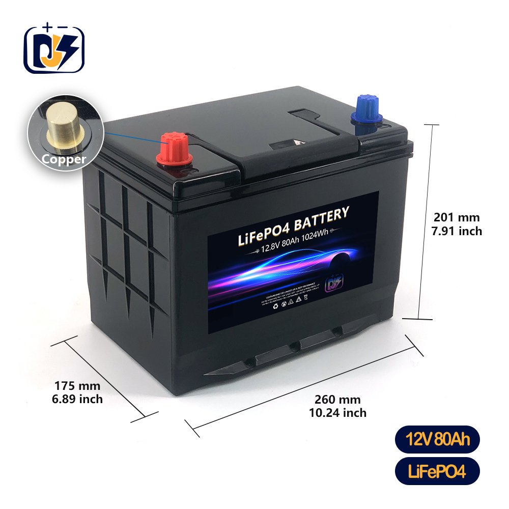 LiFePO4 12V 80Ah Stop-Start Car Batteries Manufacturer 12volt Lithium CCA900 Auto Cranking Starter Battery