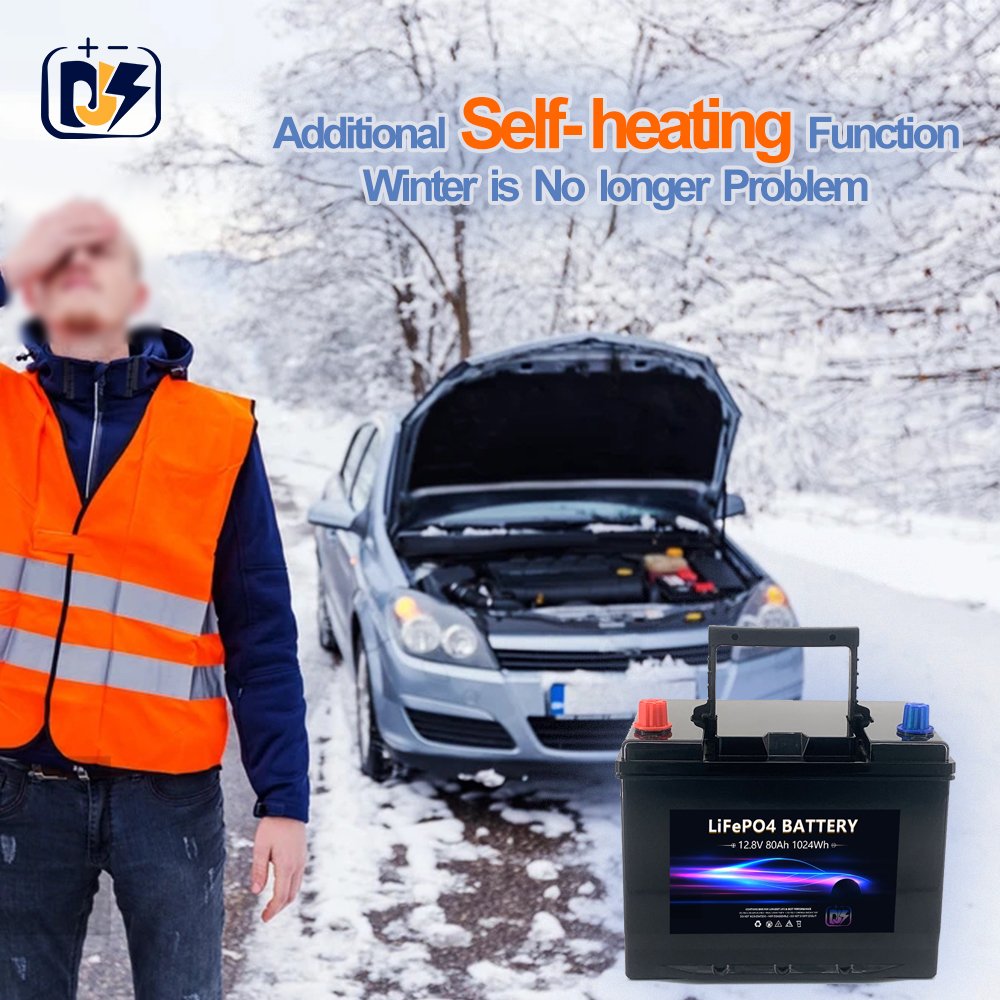 LiFePO4 12V 80Ah Stop-Start Car Batteries Manufacturer 12volt Lithium CCA900 Auto Cranking Starter Battery
