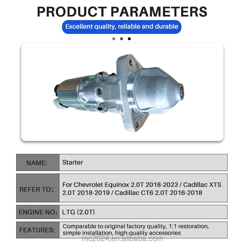 OEM High Quality 12663052 Auto Starter for Chevrolet Equinox 2.0T 2018-2023 New Condition Car Alternator Starter Motor Trucks