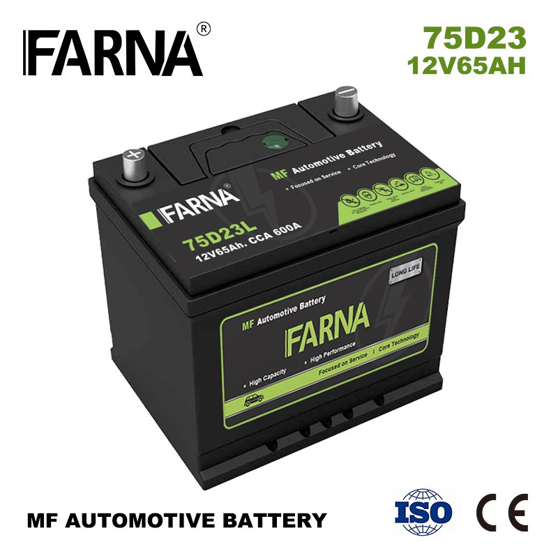 High Quality 12V JIS Standard 75D23 Car Battery Compatible 60AH Maintenance Free Lead Acid Auto Battery New Condition