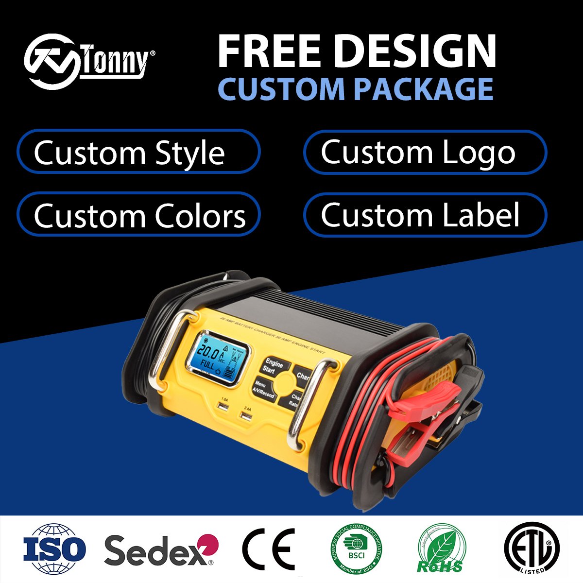 Professional 12V Lead Acid Battery Charger 2A/5A/10A/20A Automatic Battery Charger 3 Stage Auto Battery Charger 2 X USB Electric