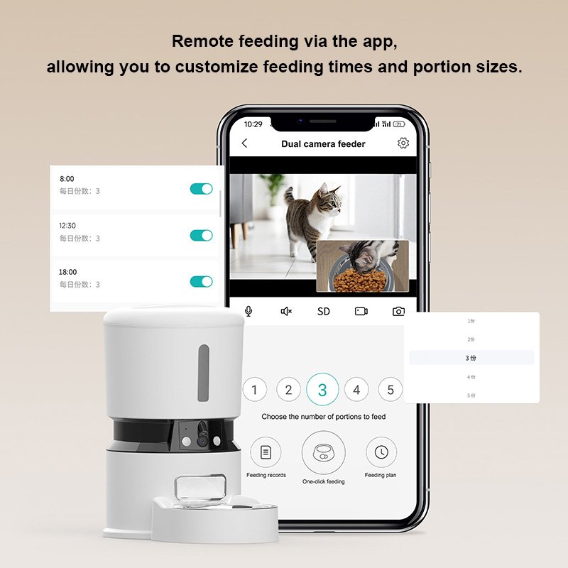Hot Sell 5G WiFi APP Automatic Cat Feeder With Camera Smart Cat Food Dispenser with Freshness Preservation Timed Pet Feeder OEM