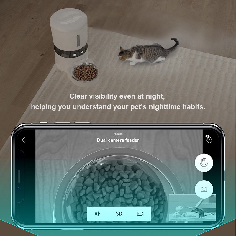Hot Sell 5G WiFi APP Automatic Cat Feeder With Camera Smart Cat Food Dispenser with Freshness Preservation Timed Pet Feeder OEM