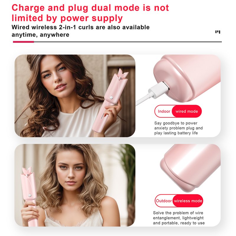 Portable Hair Curler Lightweight Auto Spin Curling Wand Effortless Curls & Waves Automatic Rotating Curling Iron for Travel