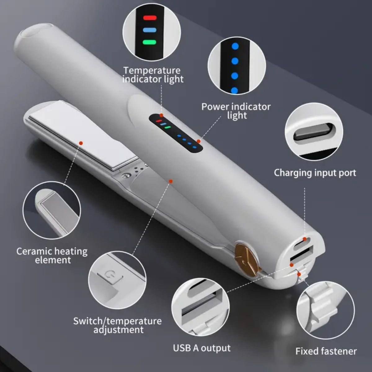 Portable Electric Wand Curling Iron With LCD Temperature Display USB Electric Iron Heavy Duty Dry Iron