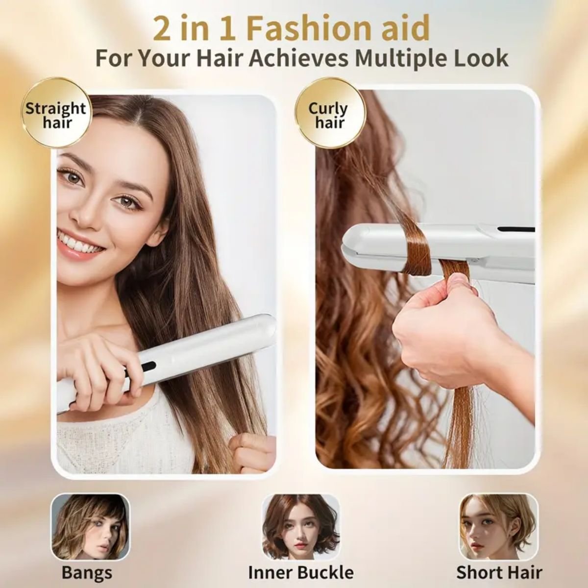 Portable Electric Wand Curling Iron With LCD Temperature Display USB Electric Iron Heavy Duty Dry Iron
