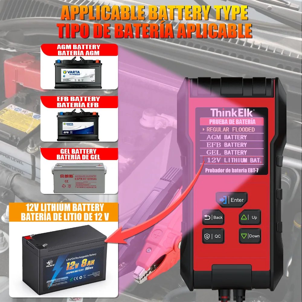High Quality ThinkElk EBT-7 12V/24V with One-Click Batch Detection Mode Support Spanish for Truck Car Battery Tester