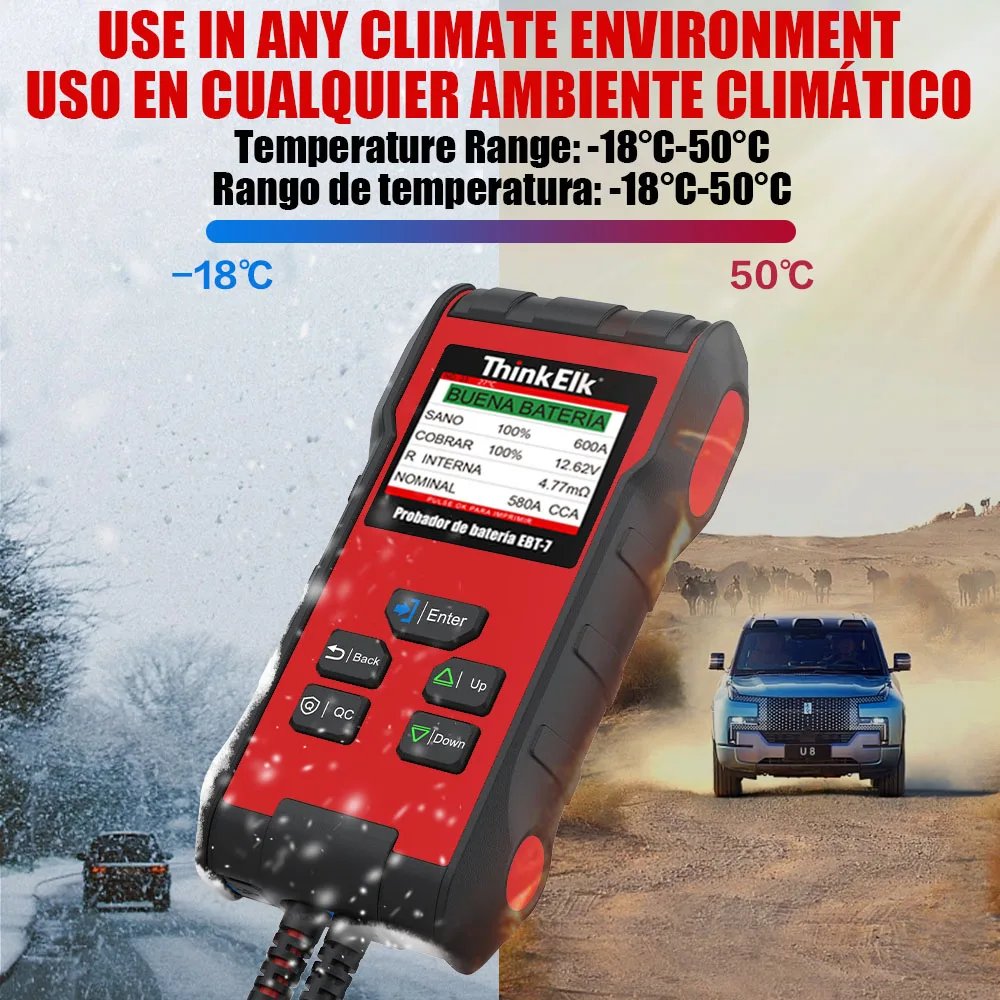 High Quality ThinkElk EBT-7 12V/24V with One-Click Batch Detection Mode Support Spanish for Truck Car Battery Tester