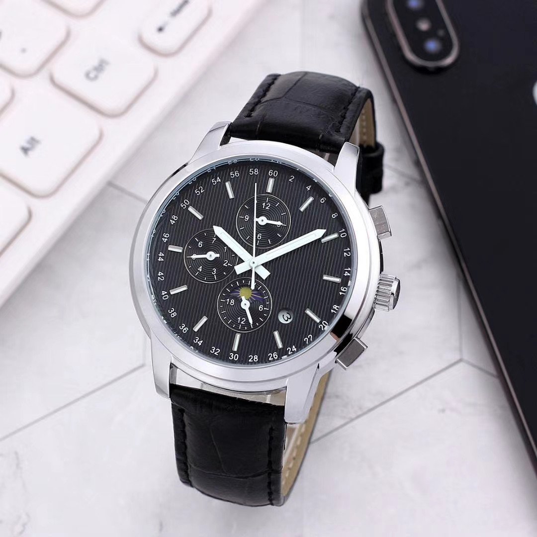 Brown Hollowed-out Design Leather Strap BGW9 Lumi Nova Dial and Hands Chronograph Automatic Watches Without Battery