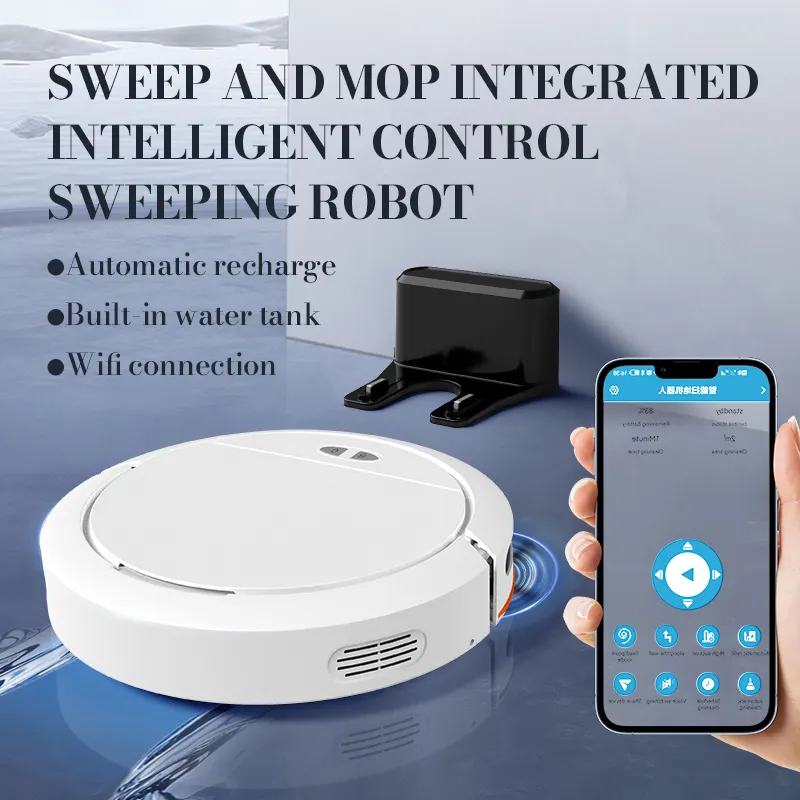 OB16 Intelligent Voice TUYA APP Control 2700pa 100ml Water Tank Auto Recharge Floor Sweep Vacuum Mop Robot Vacuum Cleaner
