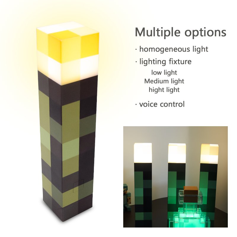 Mine Lights Game Perimeter Color-changing Voice Control Monochrome Three-tone Light Pixel Style Night Lights Hand