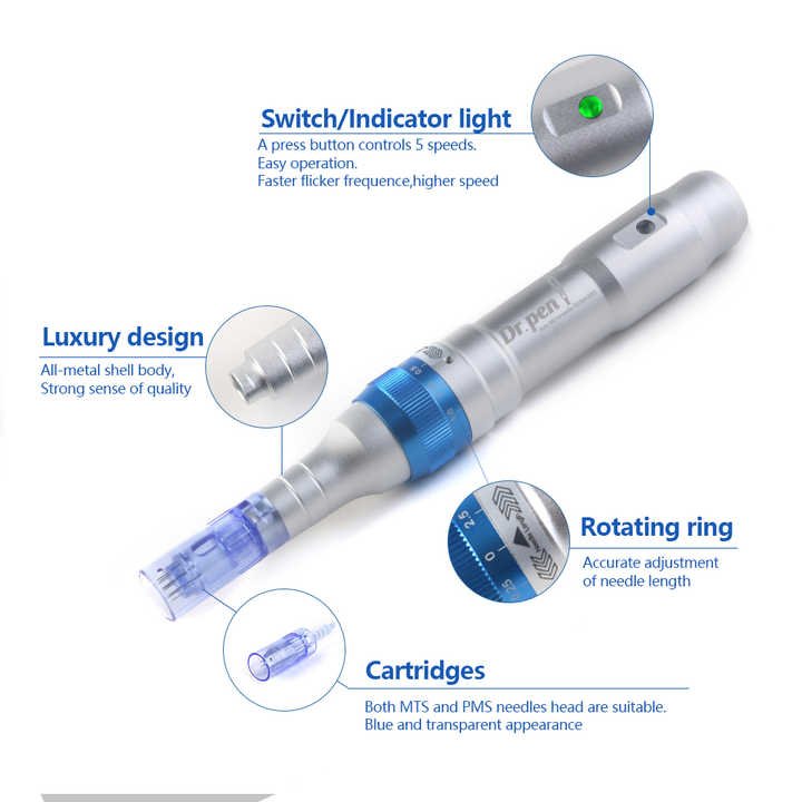 Professional Dr Pen A6 Auto Microneedling Derma Pen Adjustable Needle Length Digital Permanent Make up Machine