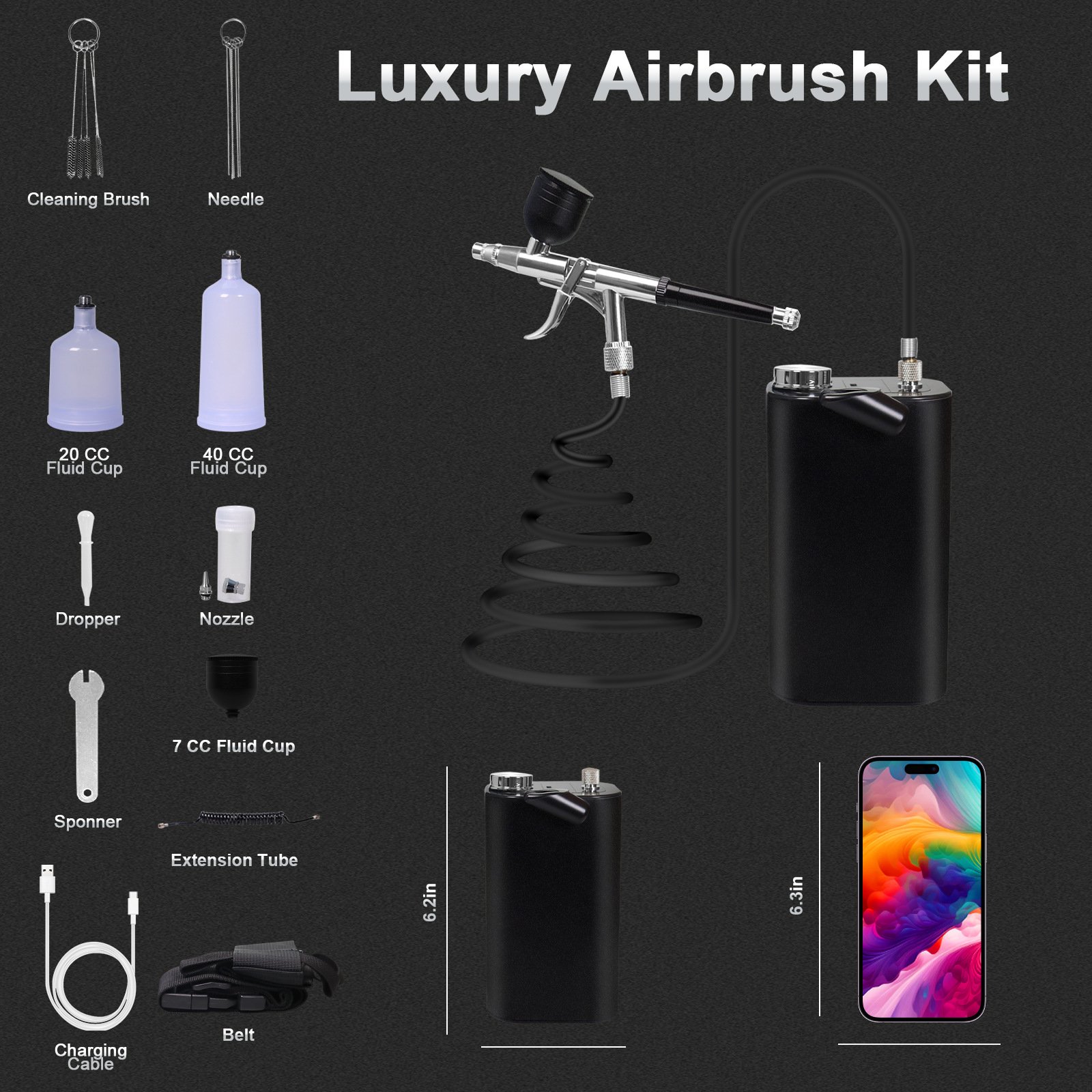 Rechargeable Airbrush Compressor Kit with Nano Spray Gun for Nail Art & Skin Care