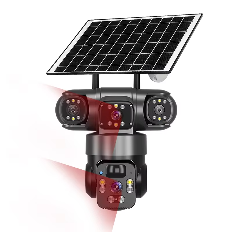 V380 Three Lens Outdoor Surveillance Camera PTZ 360 Wireless Wifi Two Way Audio Auto Tracking 12mp Security Camera OEM 4g