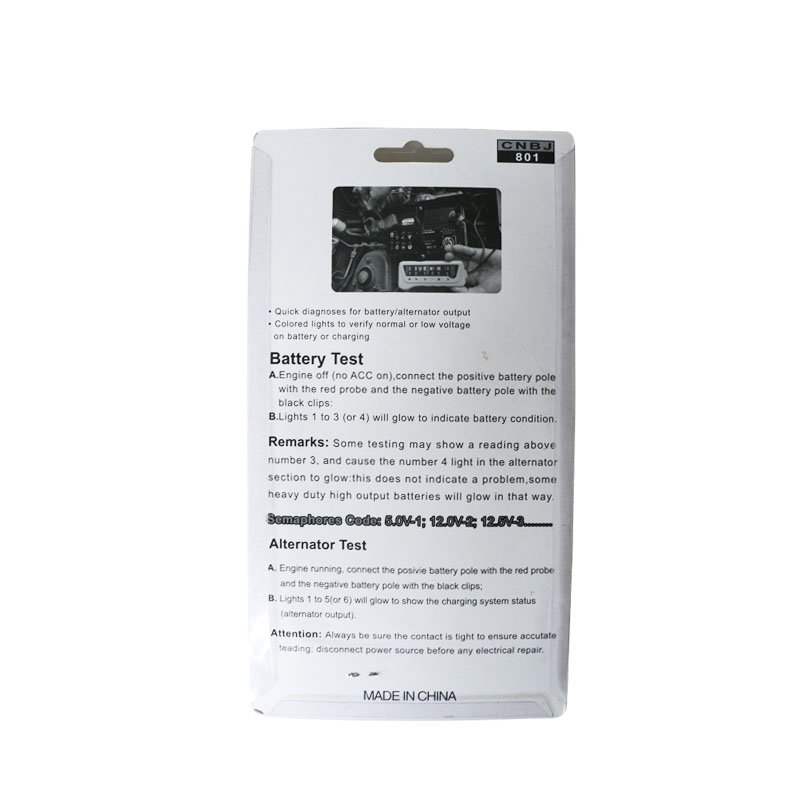 Portable 12V Auto Digital Battery Tester and Alternator with 6 LED Light Detector for Cars and Motorcycles Vehicle Tool