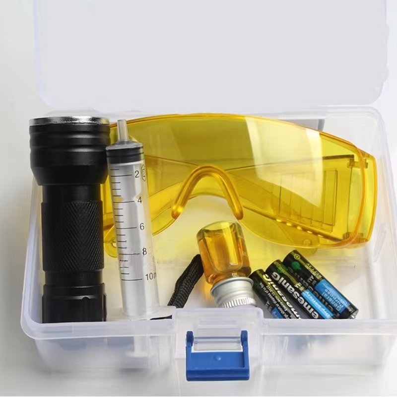 3B6 Air Conditioner Fluorescent R134a Leak Detection Flashlight Tool Sets Flashlight Oil AC UV Dye Leak Test Detection Kit