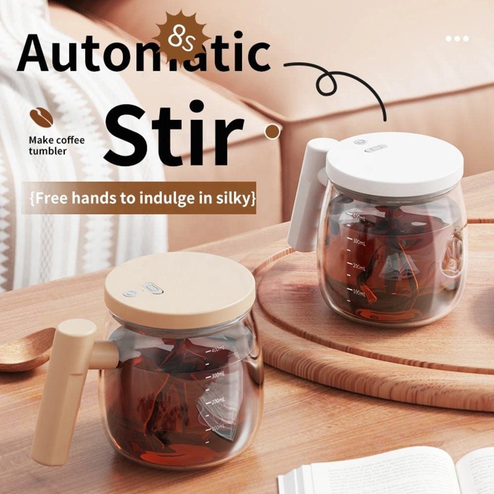 High Borosilicate Glass Automatic Mixing Coffee Mug 400ML Electric Self Stirring Mug Auto Self Mixing Cup for Coffee Milk